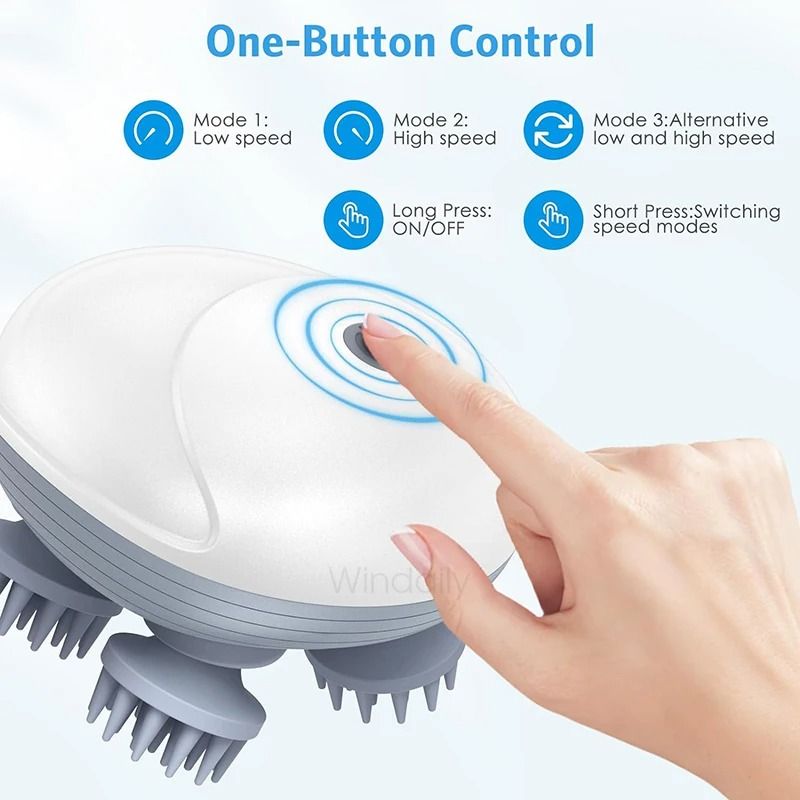 Electric Scalp Massager with Deep Tissue Kneading Vibration