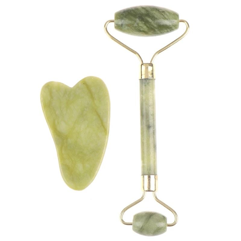Natural Rose Jade Facial Roller and Gua Sha Set