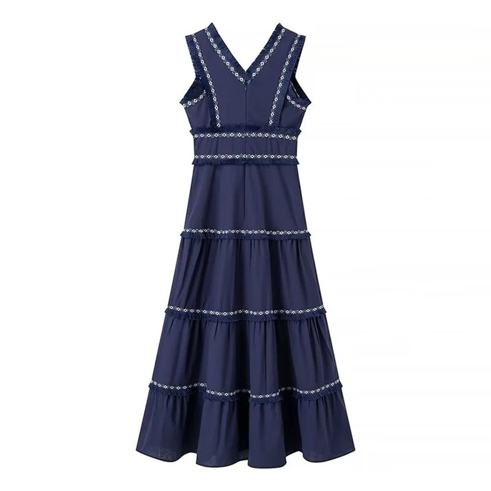 Sleeveless V Neck Tassel Summer Dress
