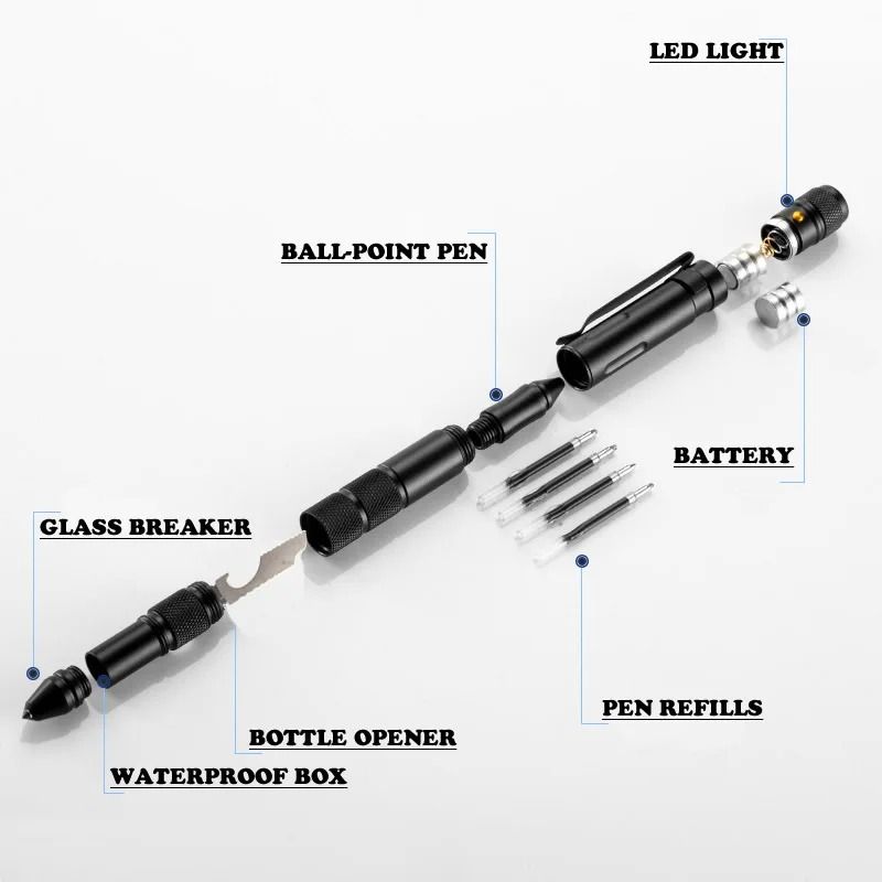 Multifunction Tactical Self Defense Pen with Flashlight and Window Breaker