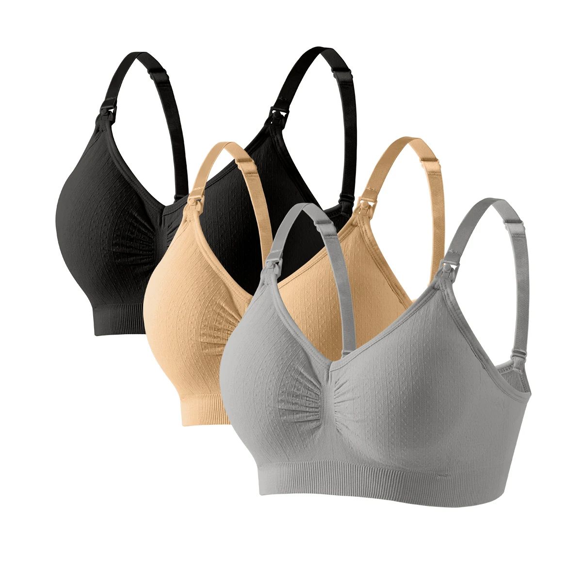 Breathable Front Open Nursing Bra, Full Cup Wireless Maternity Breastfeeding Bra