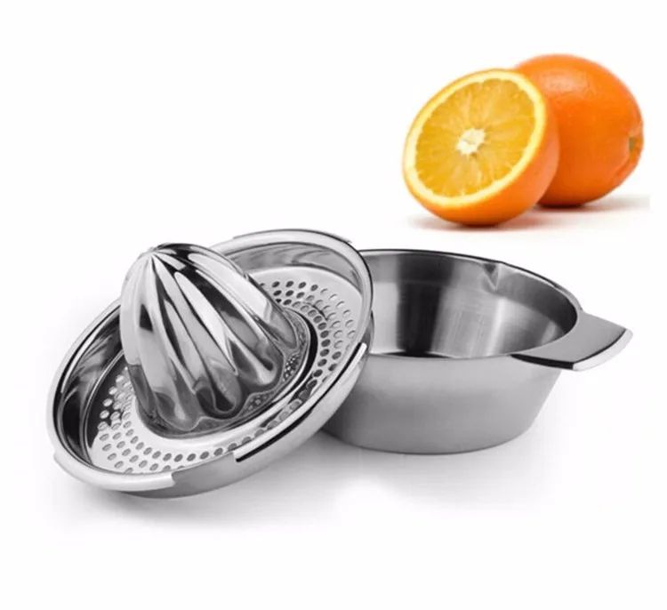 LMETJMA Stainless Steel Lemon Squeezer – Manual Citrus Juicer Reamer Cup