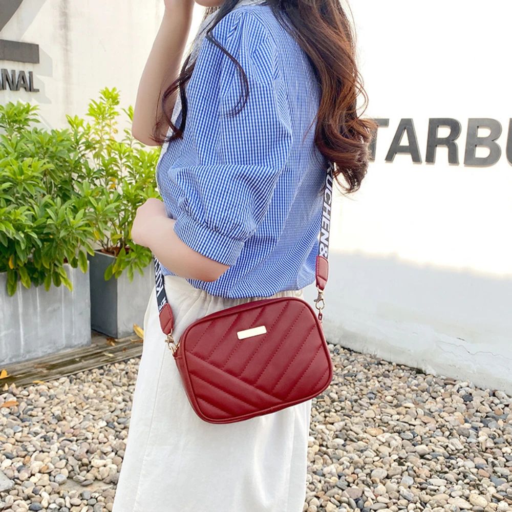 Simple PU Leather Crossbody Shoulder Bag for Women Casual Messenger Phone Bag