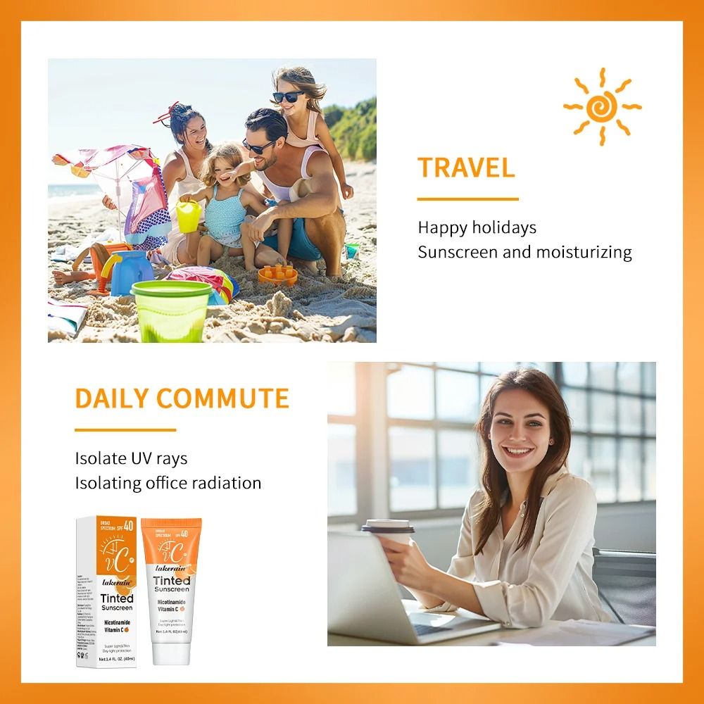 SPF40 Tinted Moisturizing Vitamin C Sunscreen Refreshing UV Skin Protection and Anti-Aging Cream