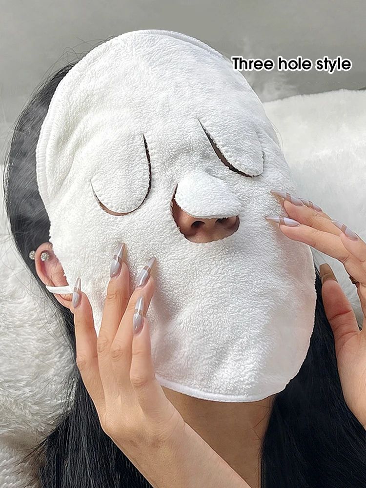 Steam Heating Hot Compress Face Towel with Hanging Ear | Reusable Facial Steam Towel for Hot & Cold Therapy