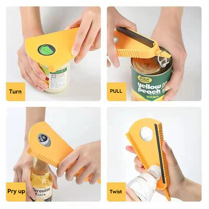 Multifunctional Can Opener and Bottle Opener, Jar Opener for Beer, Coke, Jam, Beverage - Comfortable Grip