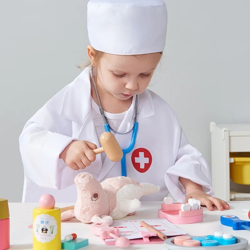 Children's Wooden Doctor Set, Educational Role Play Toy for Kids
