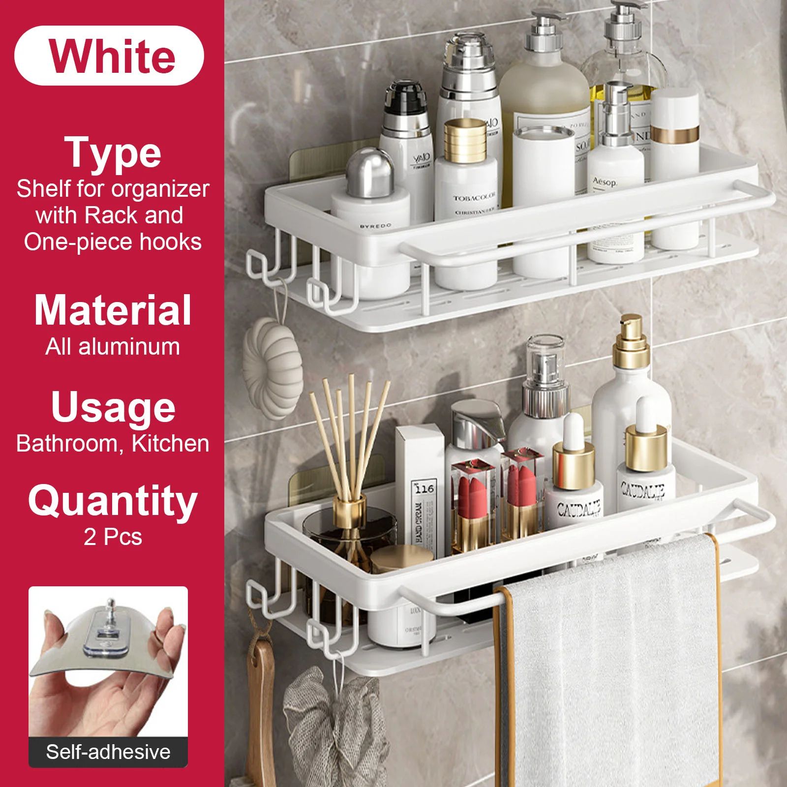 RustGuard Stainless Steel Shower Caddy with Heavy-Duty Suction Mount