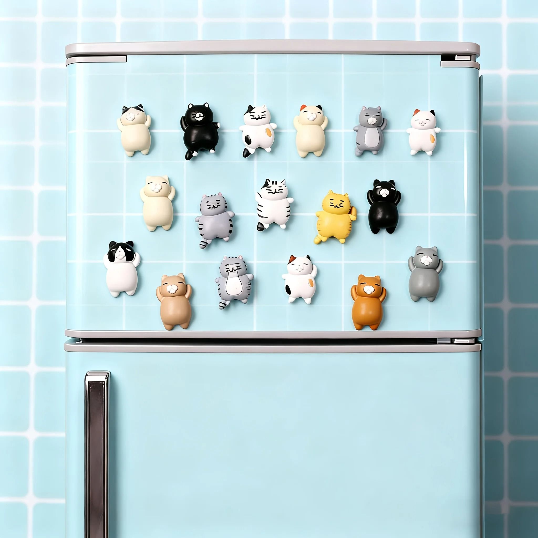 Cartoon Cat Refrigerator Magnets Set of Thirteen Decorative Kitchen Home Decor