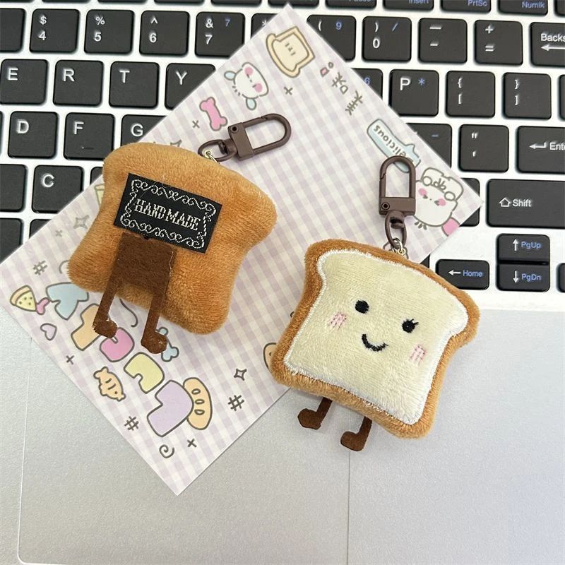Mini Plush Toast Bread Bag Charm Cute Cartoon Pendant