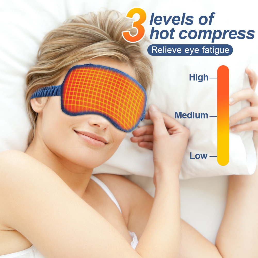 Hot Eye Cover for Night Sleep, USB Eye Massager Heated Eye Shade, Travel Office Eye Mask, Relieve Eye Fatigue