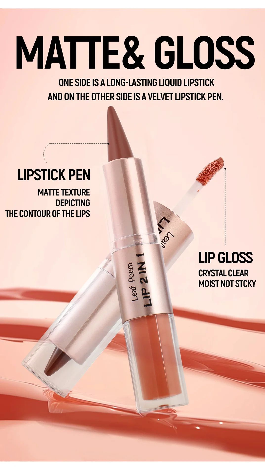 Black Brown Double-Head Lip Liner and Gloss Set