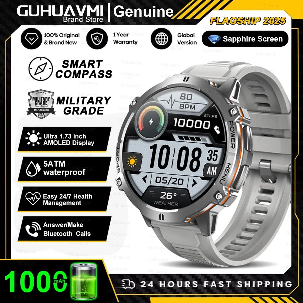 Rugged Military Grade Smartwatch with GPS, AMOLED Display & 10ATM Waterproof Power