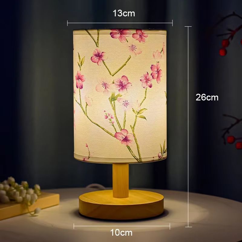 Modern Square Chinese-Style Fabric Table Lamp – Dimmable LED Bedside Light with EU Plug