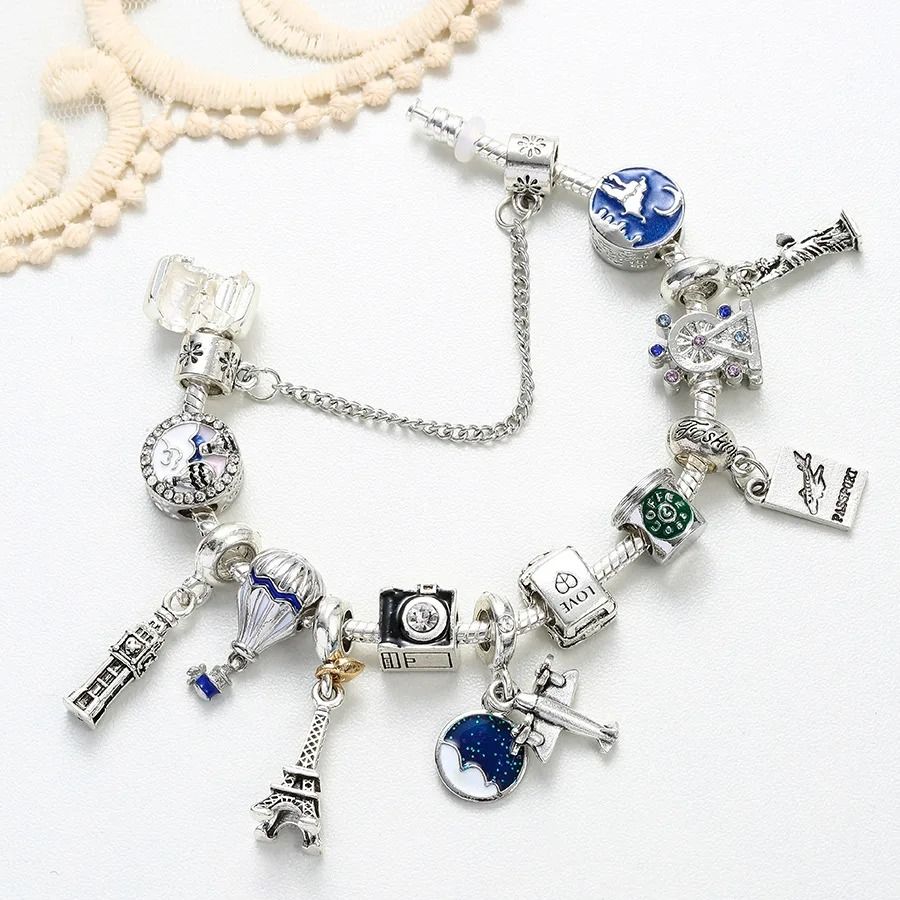 Fashion Design Crystal Bead Charm Bracelet Handmade Colorful Enamel DIY Jewelry Kit