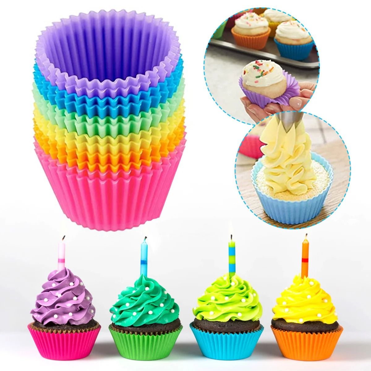 Silicone Small Cake Cup Mold 12pcs Pudding Jelly Baking Cups