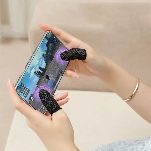 Mobile Sweatproof Gloves, Screen PUBG Gaming Finger Sleeve for Game Controller, Nano-Level Silver Fiber Design