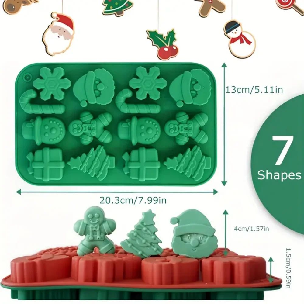 Christmas Silicone Chocolate Mold Set – 3D Christmas candy mold for Snowflakes, Candy Canes, Snowmen & Gingerbread