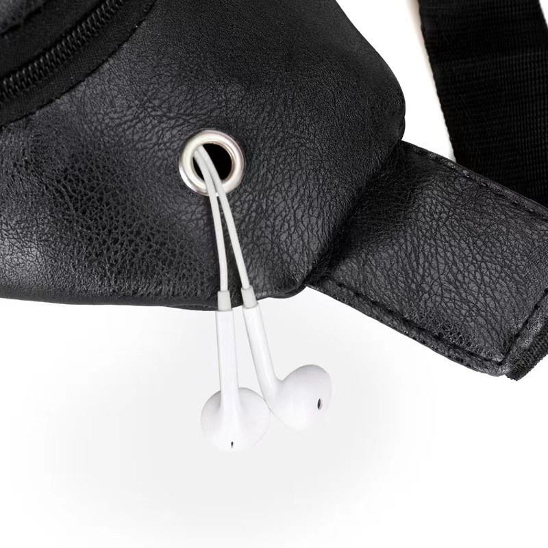 Retro Fashion Men Crossbody Bag, Black PU Material, Sling Bag, Casual Travel Bag