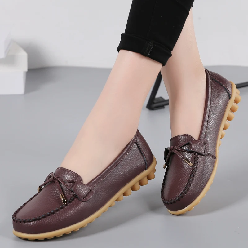 Genuine Leather New Woman Flats Shoes Ballet Flat Sneakers Soft Moccasins Ladies Boat Ballerina Espadrilles Creepers