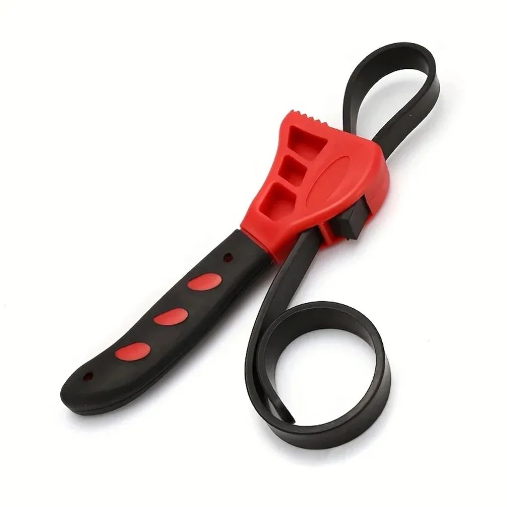 6-Inch Adjustable Belt Wrench Oil Filter Remover Strap Spanner Tool for Tight Jars, Pipes & Round Parts No-Slip Grip