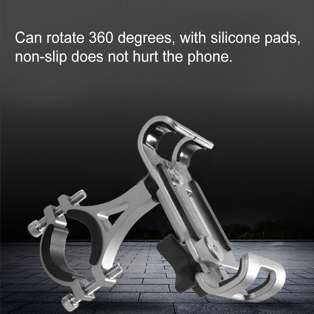 Universal Aluminum Alloy Motorcycle Bike Phone Holder, Adjustable Metal Anti-slip Bracket for All Smartphones