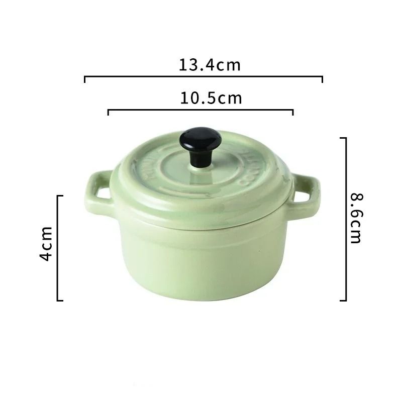 200ML Mini Ceramic Casserole Dish – Oven Safe Ramekin with Lid & Handles