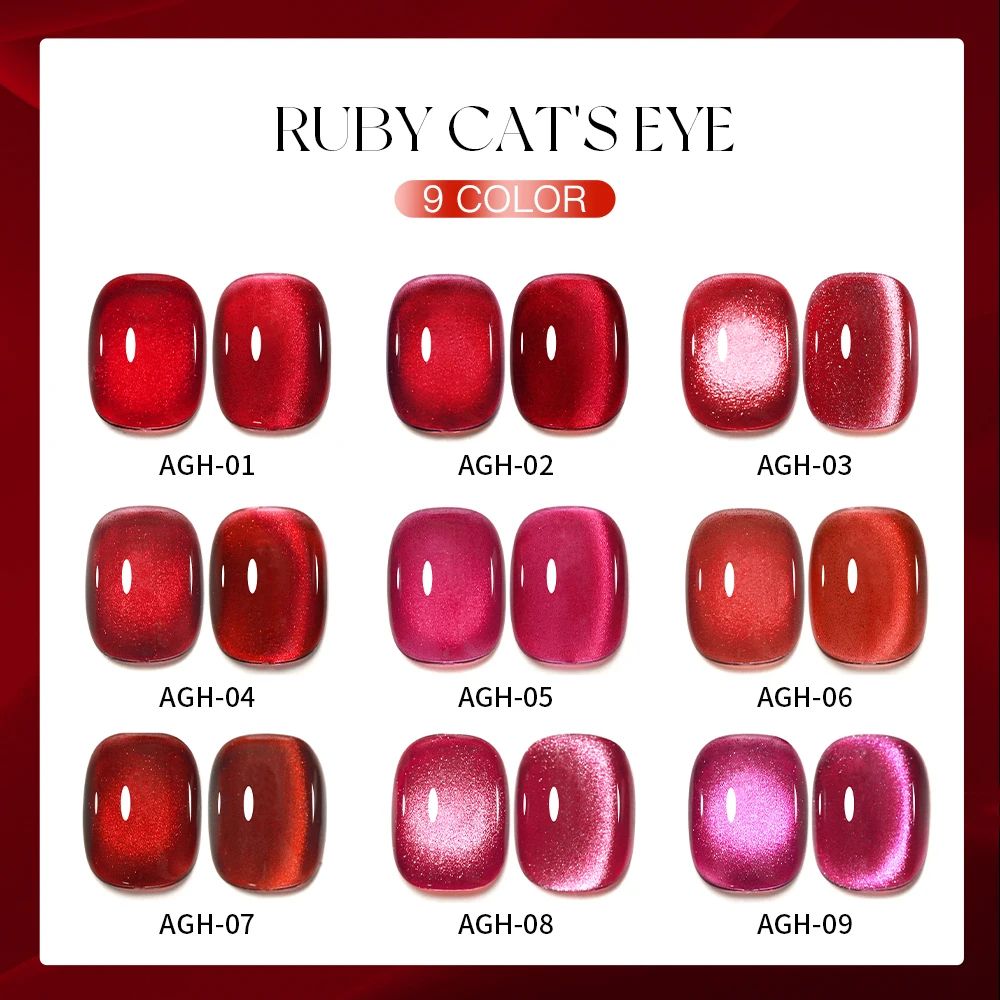 Cherry Ruby Magnetic Cat Eye Gel Nail Polish – 15ml Chameleon Red UV/LED Manicure Gel