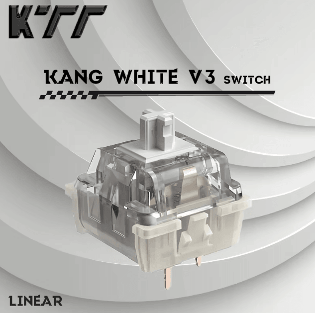 KTT Kang White V3 Mechanical Keyboard Switches – 3-Pin Custom Linear RGB SMD Set Compatible with MX