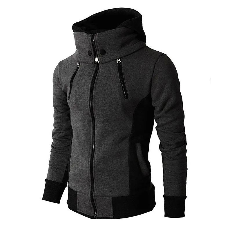 Mens Zip Up Fleece Bomber Jacket Hooded Casual Coat
