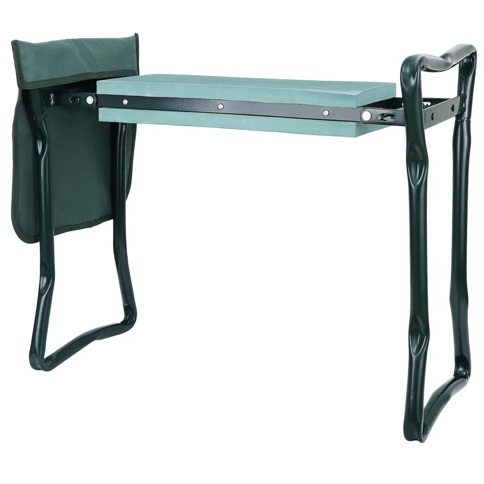 Foldable Garden Kneeler and Seat with EVA Cushion & Tool Pouch Heavy Duty Gardening Stool Bench
