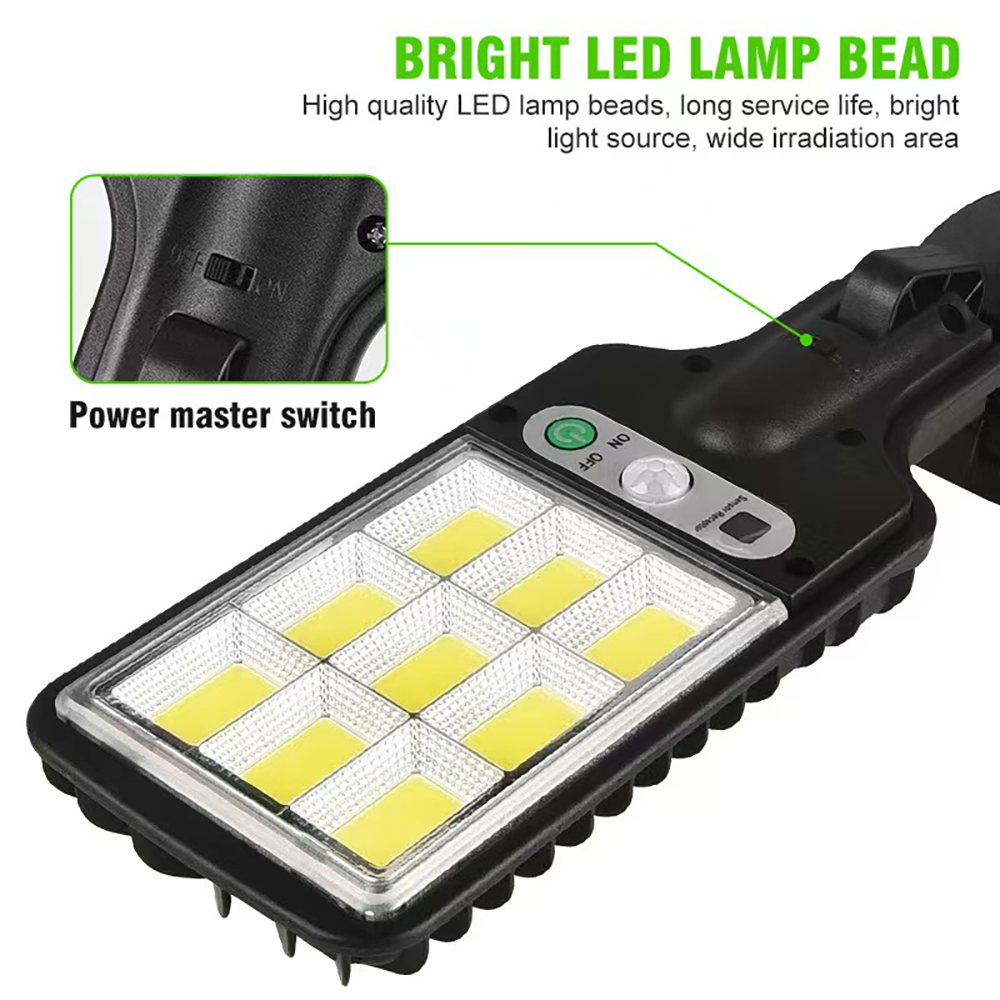 Waterproof Solar LED Wall Light with Human Body Sensor, Modes, Ideal for Gardens, Garages, and Courtyards