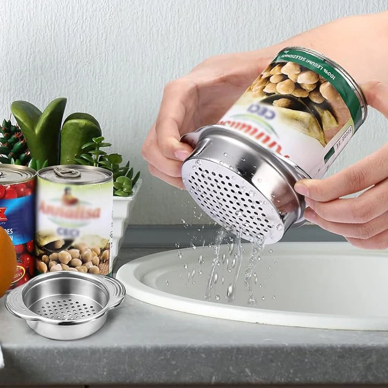 Stainless Steel Food Can Strainer Sieve, Tuna Press Lid Oil Drainer Remover, Dishwasher Safe Design