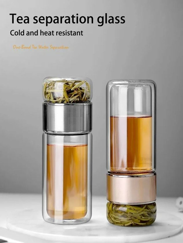 PureBrew 420ML Double Wall Glass Tea Infuser Bottle with Filter