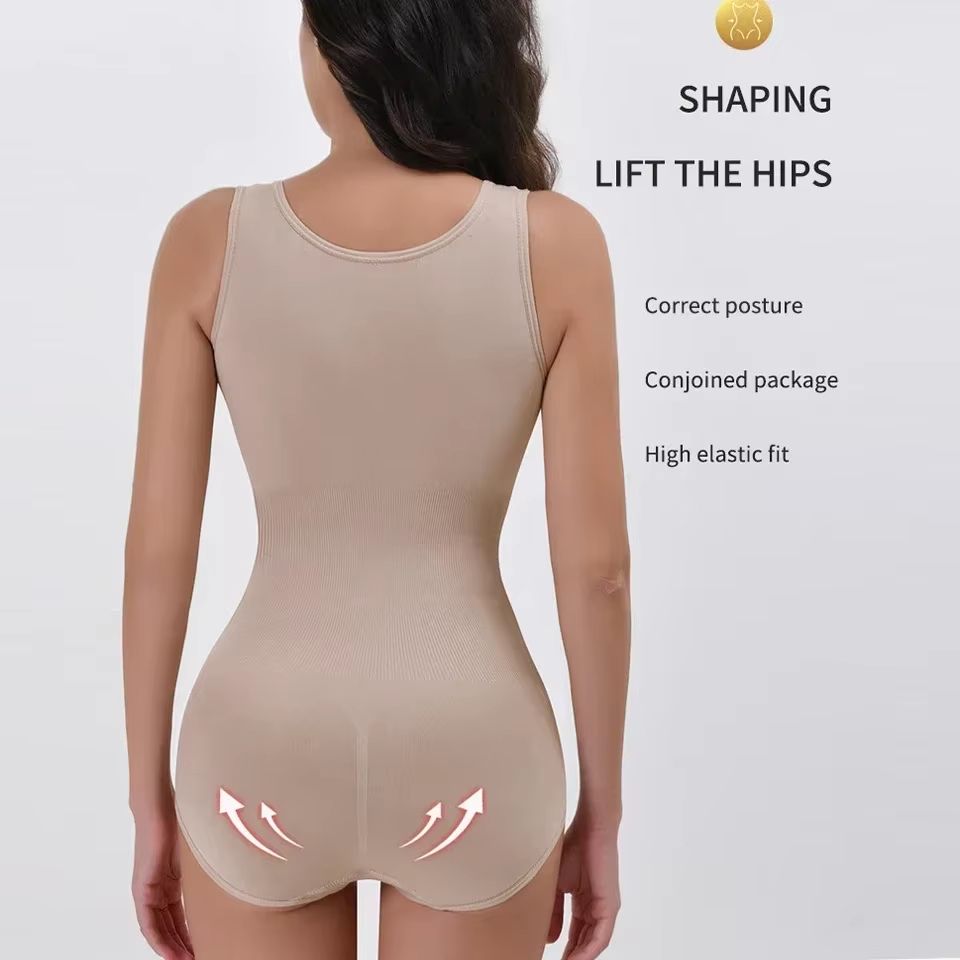 Women's Bodysuit Shapewear with Zipper and Belt – Tummy Control Slimming Waist Trainer Body Shaper