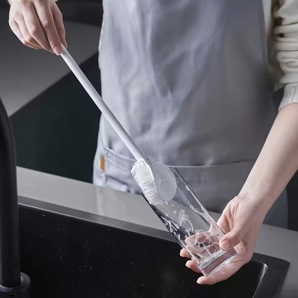 Foldable 360 Degree Silicone Bottle & Cup Cleaning Brush with Long Handle