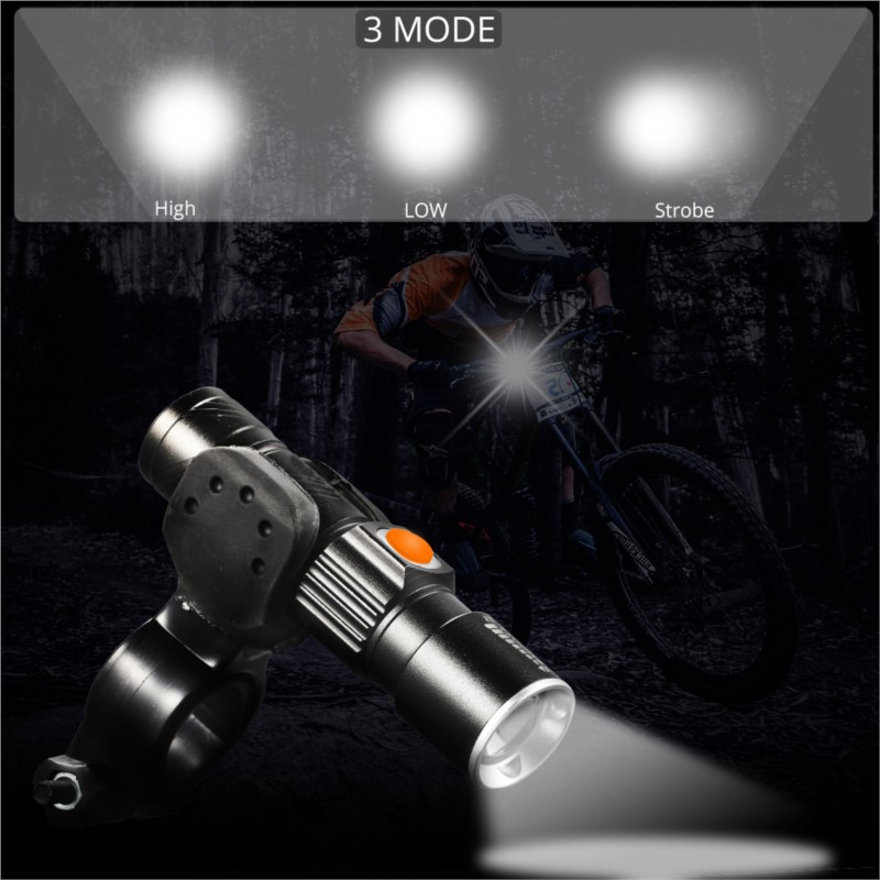 Lumen Bike Light Set USB Rechargeable LED Waterproof Super Bright Zoom Headlight Rear Light for MTB Road Bicycle