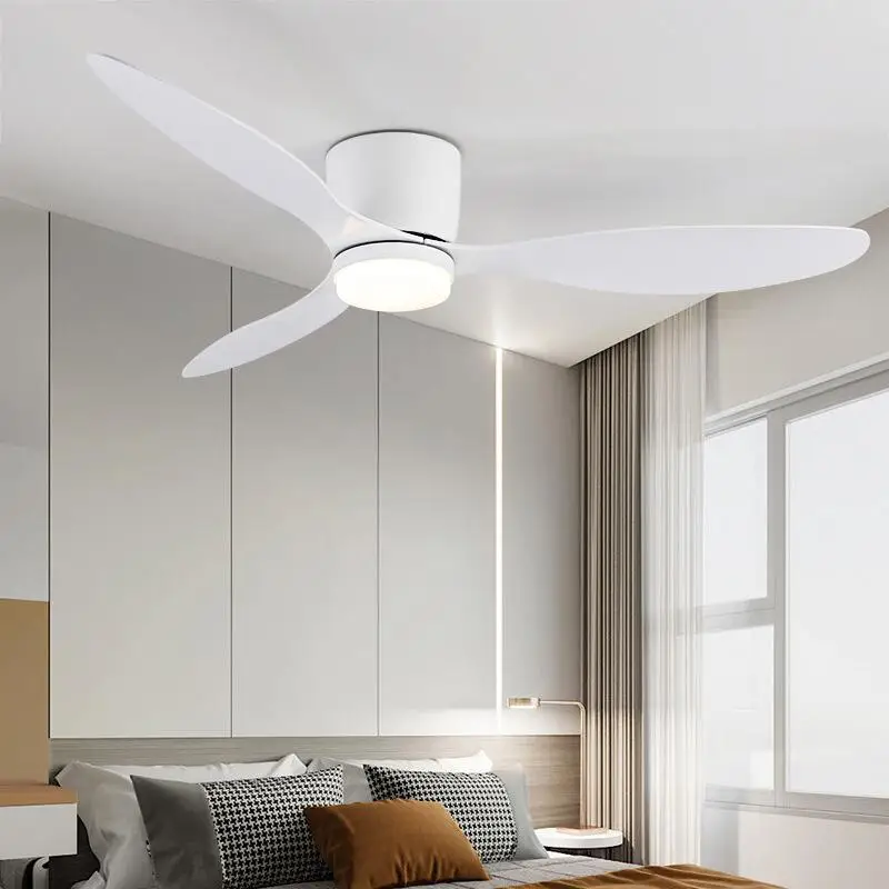 Modern LED Ceiling Fan with Light, Silent DC Motor, Speed Electric Fan & Remote, Nordic Flush Mount Ceiling Fan