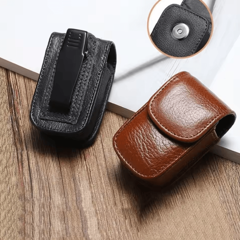 Classic Belt-Wear PU Glasses Case – Foldable Portable Eyewear Storage Box