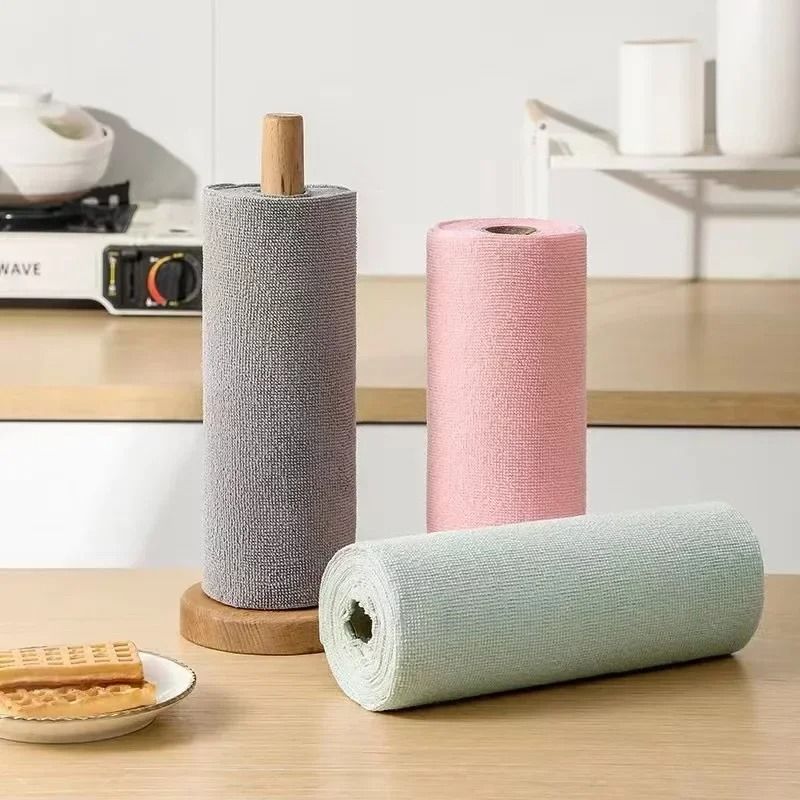 Reusable Microfiber Cleaning Wipe Roll Washable Paper Towel Replacement 20 Sheets