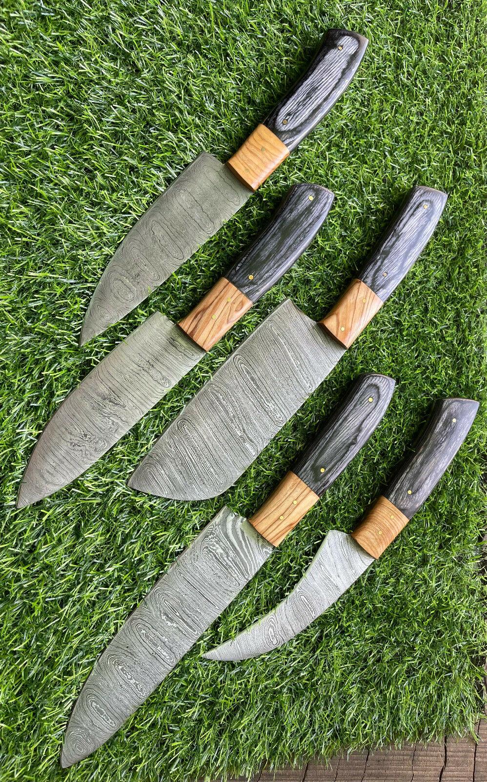 High Quality Handmade Damascus Steel Knives – Chef Set of 5