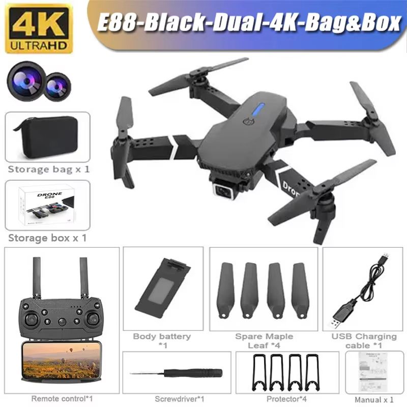 E99 Pro Drone with 6K Camera Foldable Quadcopter Remote Control UAV