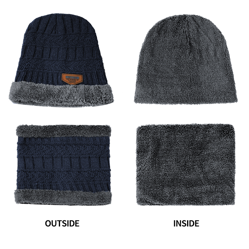 Winter Beanie Hat for Men and Women Knitted Wool Cap with Neck Scarf and Balaclava Mask