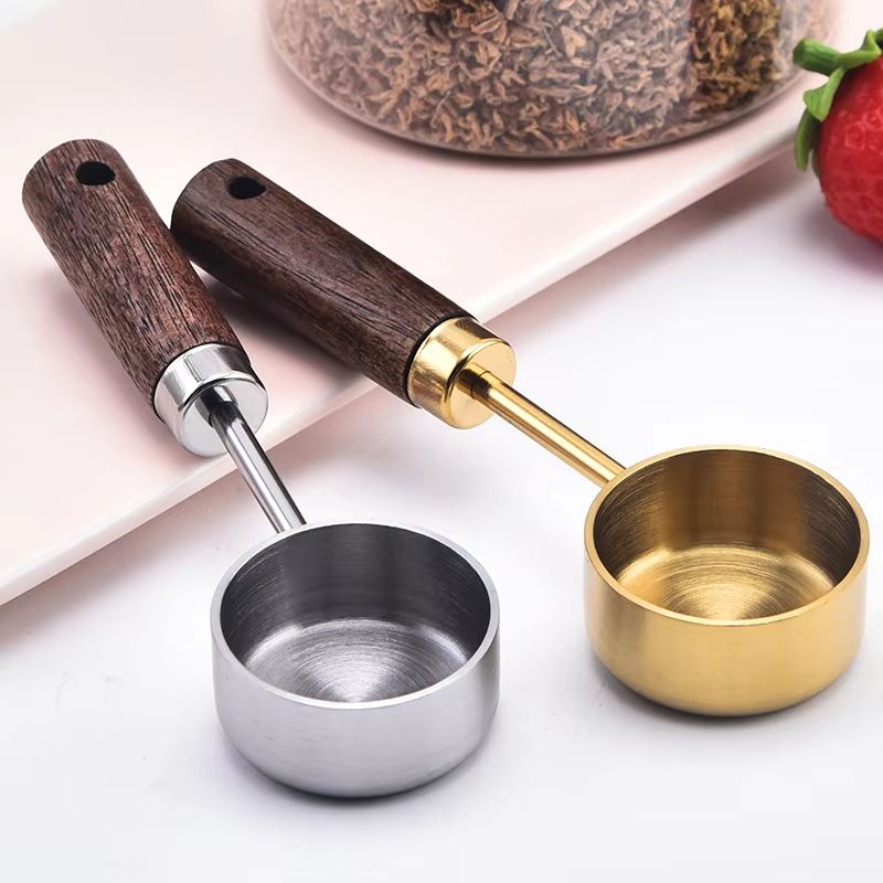 15ml Stainless Steel Coffee Measuring Spoon with Wooden Handle