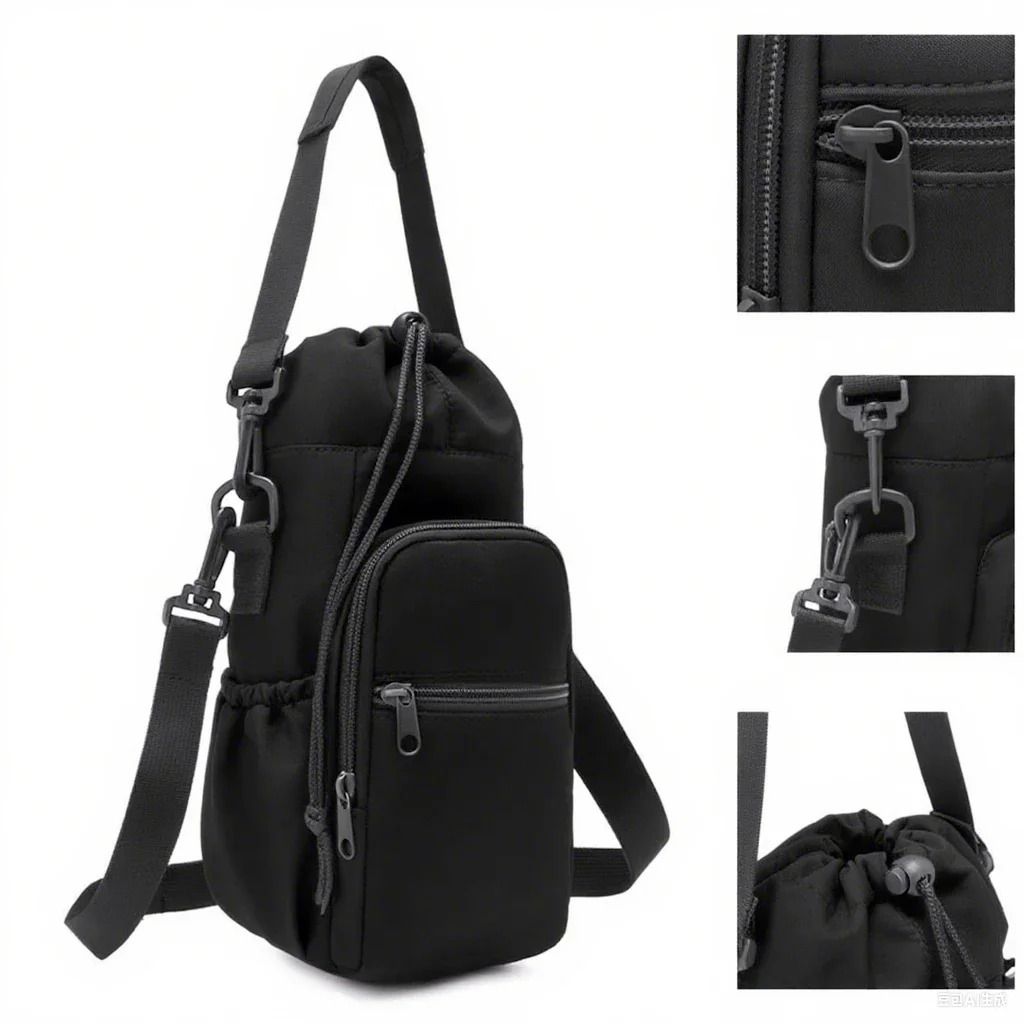 Insulated Water Bottle Carrier with Phone Pocket and Adjustable Strap
