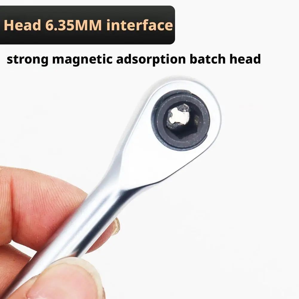 Compact 1/4 inch mini ratchet wrench with 72 tooth ratchet wrench drive, magnetic bit holder, reversible switch
