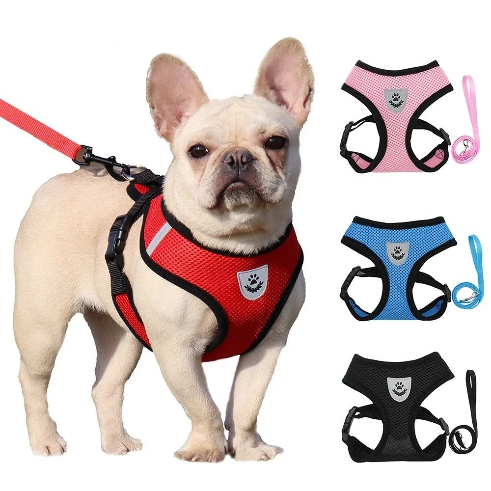 Breathable Pet Harness and Leash Set Adjustable Reflective Vest for Small Dogs and Cats