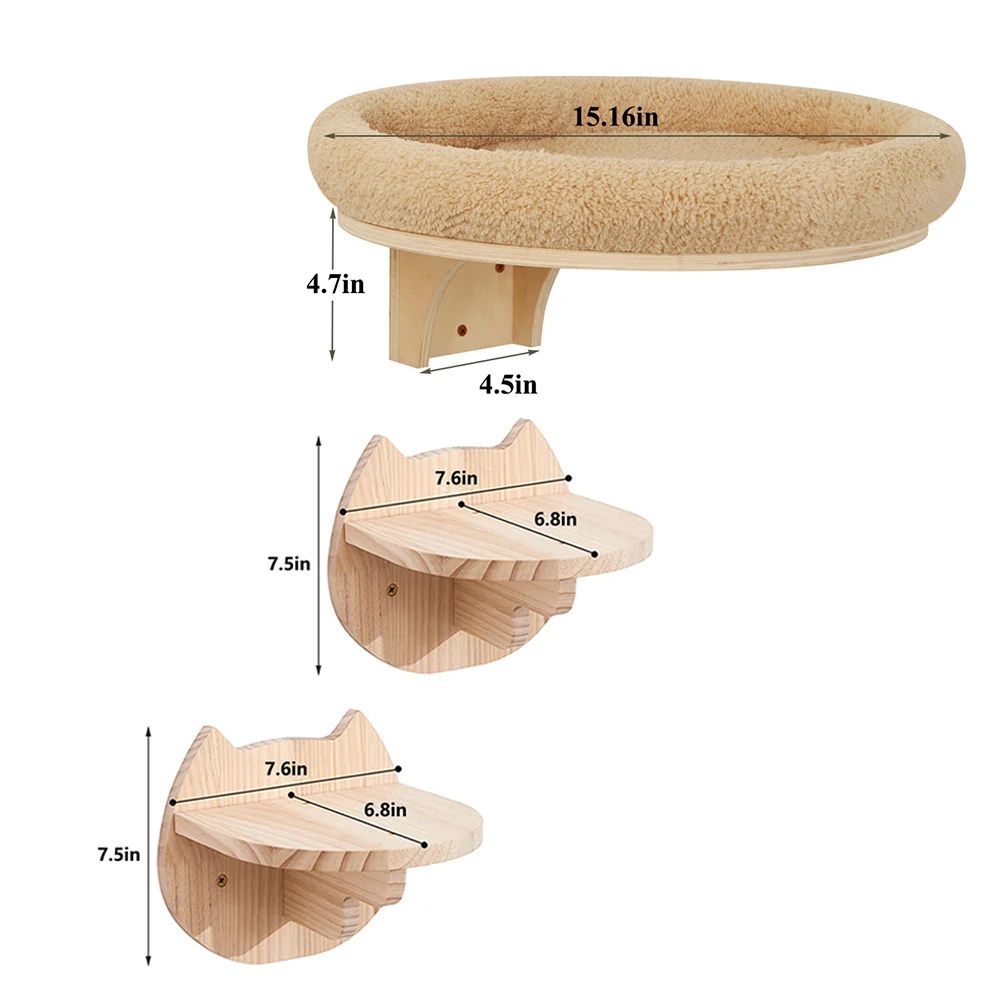 Wall Mounted Cat Climbing Ladder with Hammock