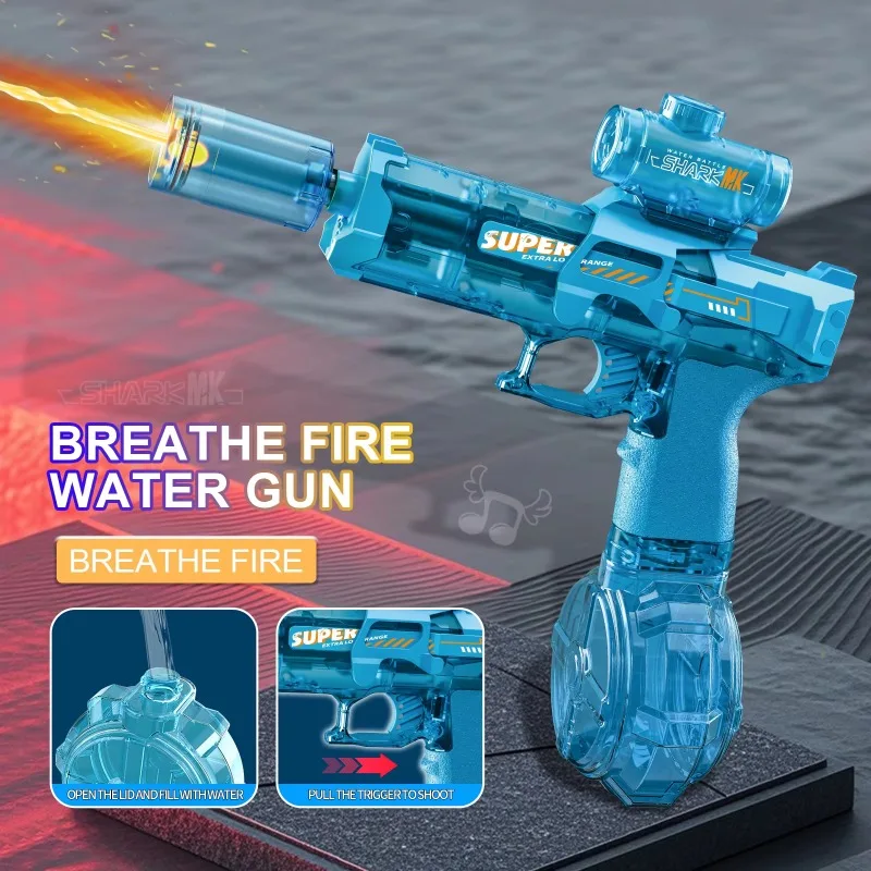 LED Light Emitting Electric Water Gun for Kids, Automatic Sensor Lights Water Pistol Summer Outdoor Beach Pool Toy