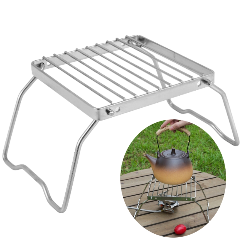 Stainless Steel Camping Stove Stand Folding BBQ Rack for Outdoor Cooking